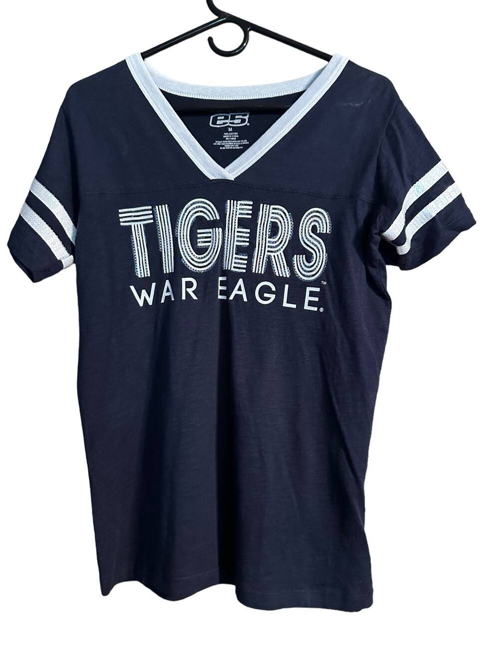 Auburn University Tigers Navy Shimmer Short Sleeve Shirt Size Medium